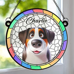 Custom Name Stained Glass Dog Gifts for Dog Lovers - Personalized Suncatcher Ornament