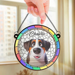Custom Name Stained Glass Dog Gifts for Dog Lovers - Personalized Suncatcher Ornament