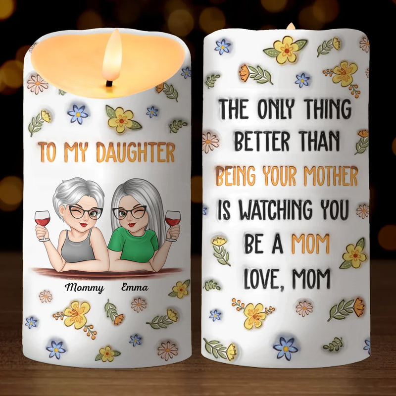 Growing Together, Loving Forever - Family Personalized Custom 3D Inflated Effect Printed LED Candle - Mother's Day, Gift For Mom, Daughter