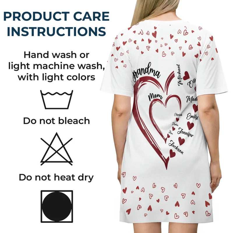 A Grandmother’s Love Is The Warmest Hug - Family Personalized Custom Women's Sleep Tee - Mother's Day Gift For Mom, Grandma