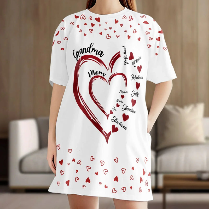 A Grandmother’s Love Is The Warmest Hug - Family Personalized Custom Women's Sleep Tee - Mother's Day Gift For Mom, Grandma