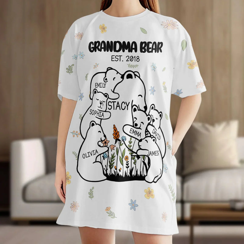 A Hug From Every Grandkid - Family Personalized Custom Women's Sleep Tee - Mother's Day Gift For Mom, Grandma