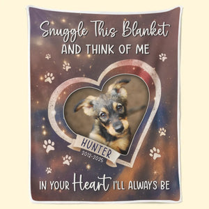 Photo personnalisée dans nos cœurs, votre amour brille toujours - Couverture commémorative personnalisée - Cadeau de condoléances pour les propriétaires d'animaux et les amoureux des animaux