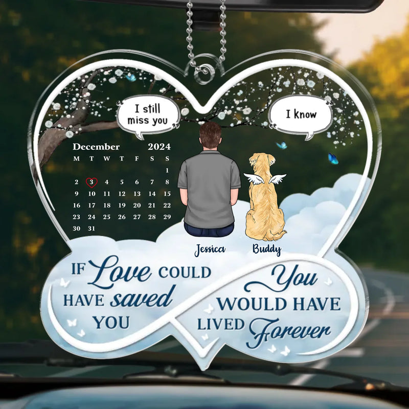 The Love Of A Pet Will Always Be Remembered - Memorial Personalized Custom Car Ornament - Acrylic Custom Shaped - Sympathy Gift For Pet Owners, Pet Lovers