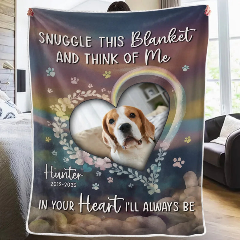 Custom Photo A Loyal Heart Never Truly Leaves - Memorial Personalized Custom Blanket - Sympathy Gift For Pet Owners, Pet Lovers