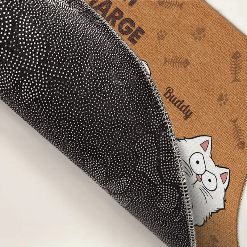 The Cats Are In Charge - Cat Personalized Custom Home Decor Decorative Mat - House Warming Gift For Pet Owners, Pet Lovers