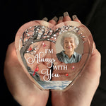 Custom Photo Forever in My Heart, Always by My Side - Memorial Personalized Custom 3D Crystal Heart Shaped - Sympathy Gift For Family Members