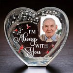 Custom Photo Forever in My Heart, Always by My Side - Memorial Personalized Custom 3D Crystal Heart Shaped - Sympathy Gift For Family Members