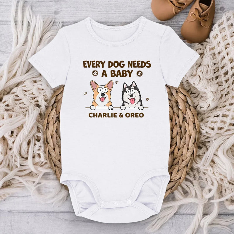 A Sweet Way To Celebrate Your Baby And Furry Friend - Dog Personalized Custom Baby Onesie - Baby Shower Gift, Gift For Pet Owners, Pet Lovers