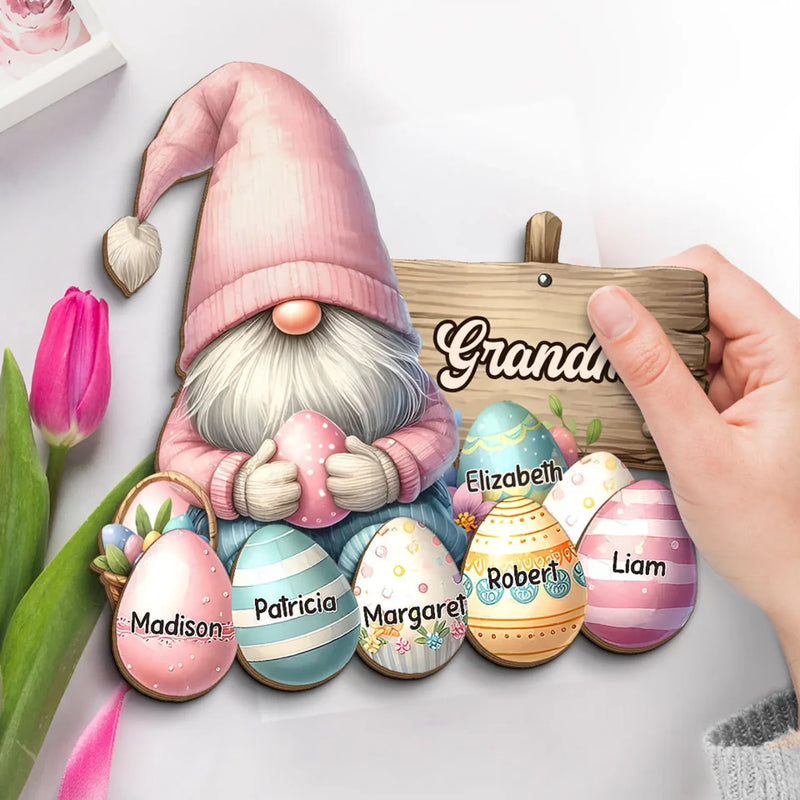 Grandma’s Love Is Pure Magic - Family Personalized Custom 2-Layered Wooden Plaque With Stand - Easter Gift For Mom, Grandma