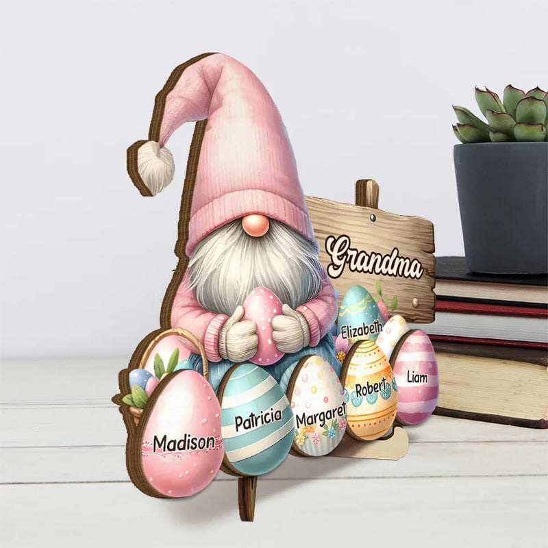 Grandma’s Love Is Pure Magic - Family Personalized Custom 2-Layered Wooden Plaque With Stand - Easter Gift For Mom, Grandma