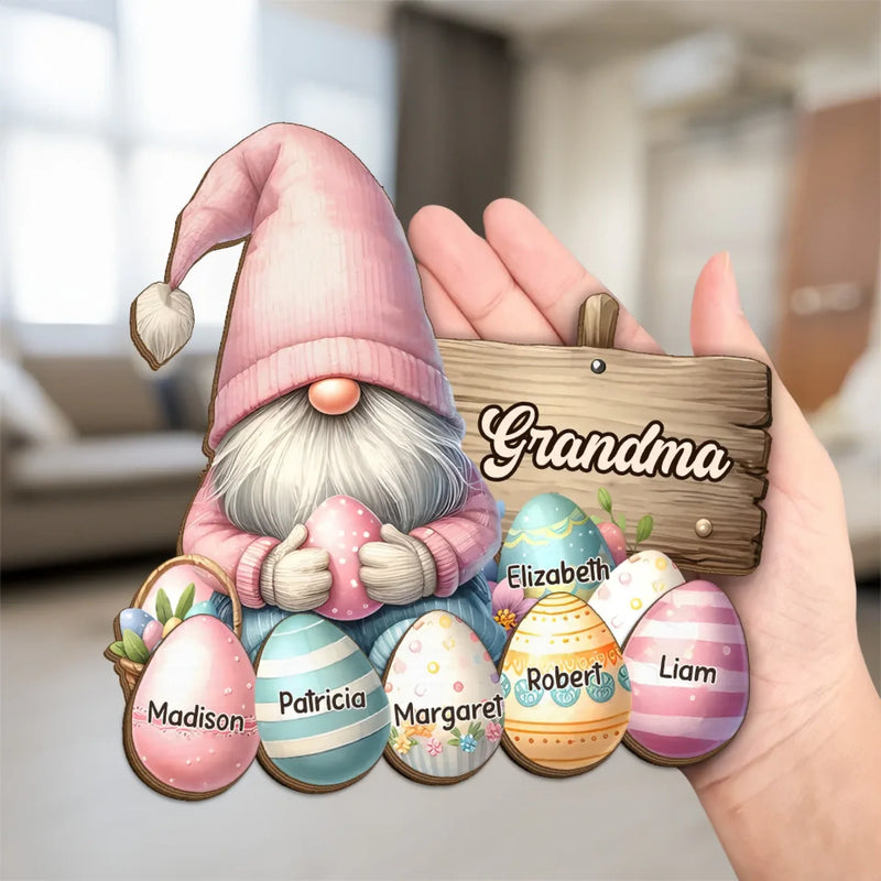 Grandma’s Love Is Pure Magic - Family Personalized Custom 2-Layered Wooden Plaque With Stand - Easter Gift For Mom, Grandma