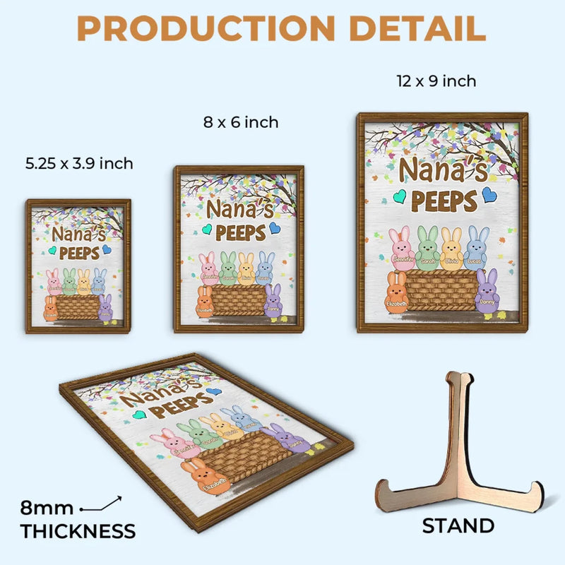 Love Grows In Grandma’s Arms - Family Personalized Custom 2-Layered Wooden Plaque With Stand - Easter Gift For Mom, Grandma