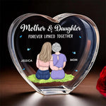 Mother And Daughter Forever Linked Together - Family Personalized Custom 3D Crystal Heart Shaped - Mother's Day, Gift For Mom