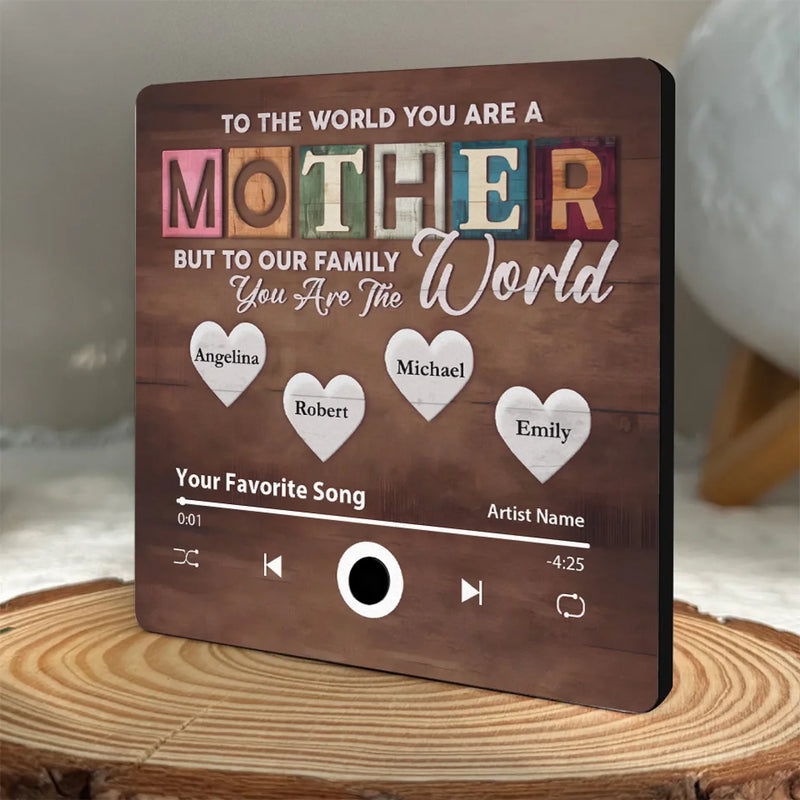 To Our Family, You Are The World - Family Personalized Custom Music Fridge Magnet That Can Play Songs - Mother's Day Gift For Mom, Grandma