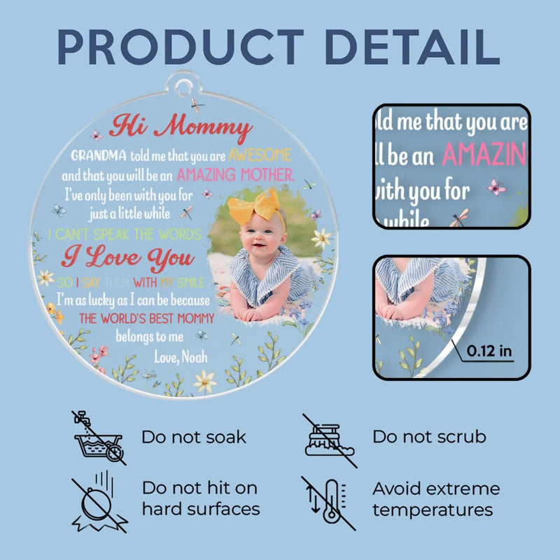 Custom Photo Because Every Amazing Mom Deserves This - Family Personalized Custom Car Ornament - Acrylic Custom Shaped - Mother's Day, Baby Shower Gift, Gift For First Mom