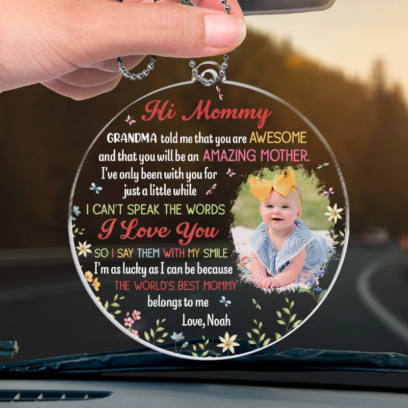 Custom Photo Because Every Amazing Mom Deserves This - Family Personalized Custom Car Ornament - Acrylic Custom Shaped - Mother's Day, Baby Shower Gift, Gift For First Mom
