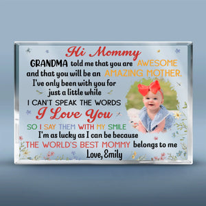 Custom Photo The World's Best Mommy - Family Personalized Custom Rectangle Shaped Acrylic Plaque - Mother's Day, Baby Shower Gift, Gift For First Mom