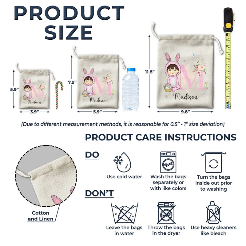 Easter Wishes & Bunny Kisses - Family Personalized Custom Favor Bag - Easter Gift For Family Members