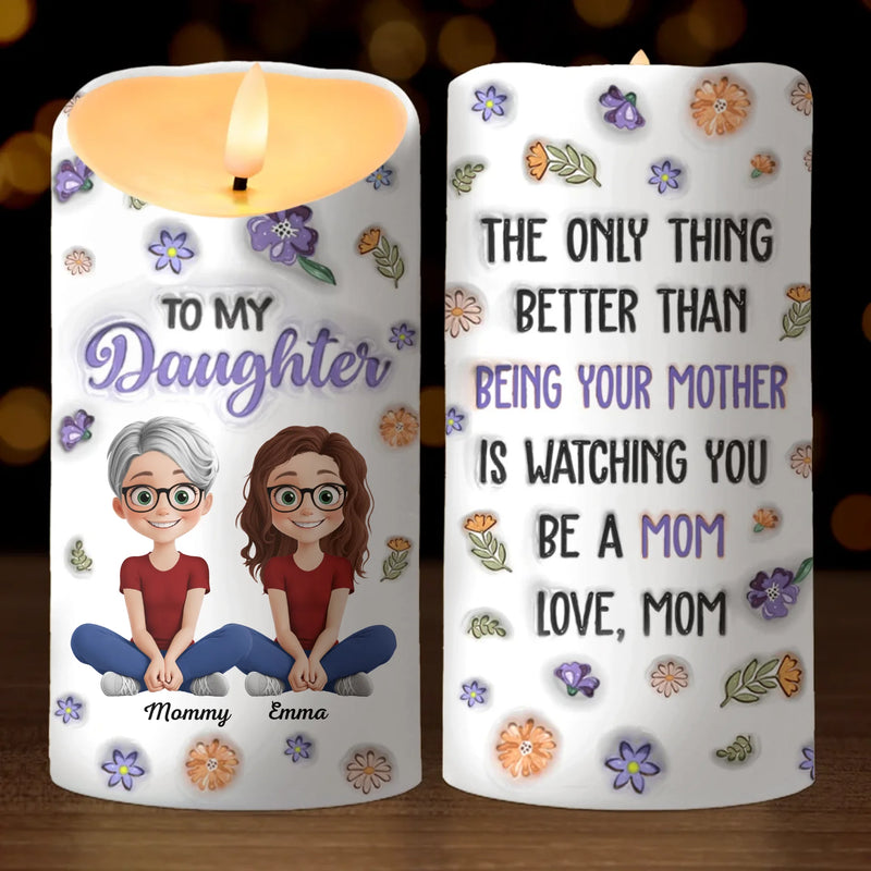 Home Is Wherever Mom Is - Family Personalized Custom 3D Inflated Effect Printed LED Candle - Mother's Day, Gift For Mom, Daughter