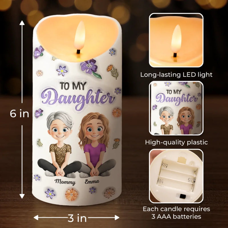 Home Is Wherever Mom Is - Family Personalized Custom 3D Inflated Effect Printed LED Candle - Mother's Day, Gift For Mom, Daughter