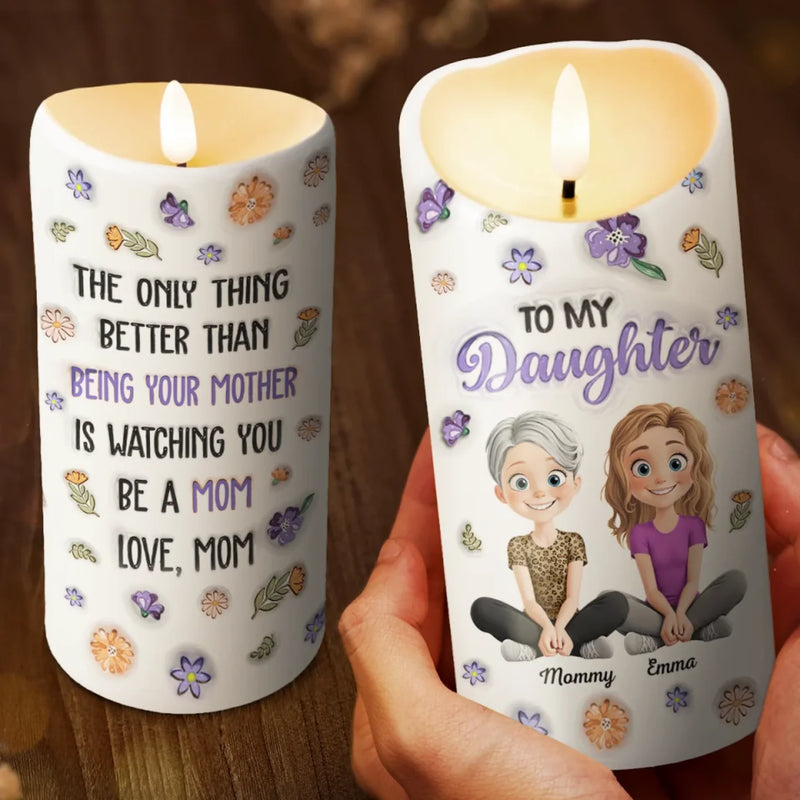 Home Is Wherever Mom Is - Family Personalized Custom 3D Inflated Effect Printed LED Candle - Mother's Day, Gift For Mom, Daughter