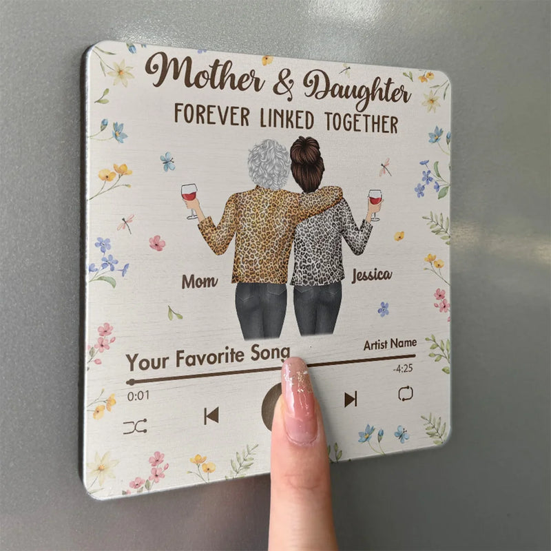 Unbreakable Love Between Mother And Daughter - Family Personalized Custom Music Fridge Magnet That Can Play Songs - Mother's Day Gift For Mom, Daughter