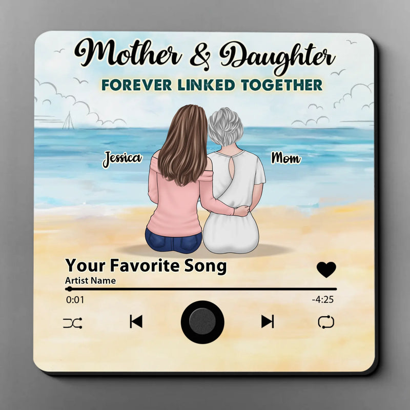 Mother And Daughter Always Intertwined - Family Personalized Custom Music Fridge Magnet That Can Play Songs - Mother's Day Gift For Mom, Daughter