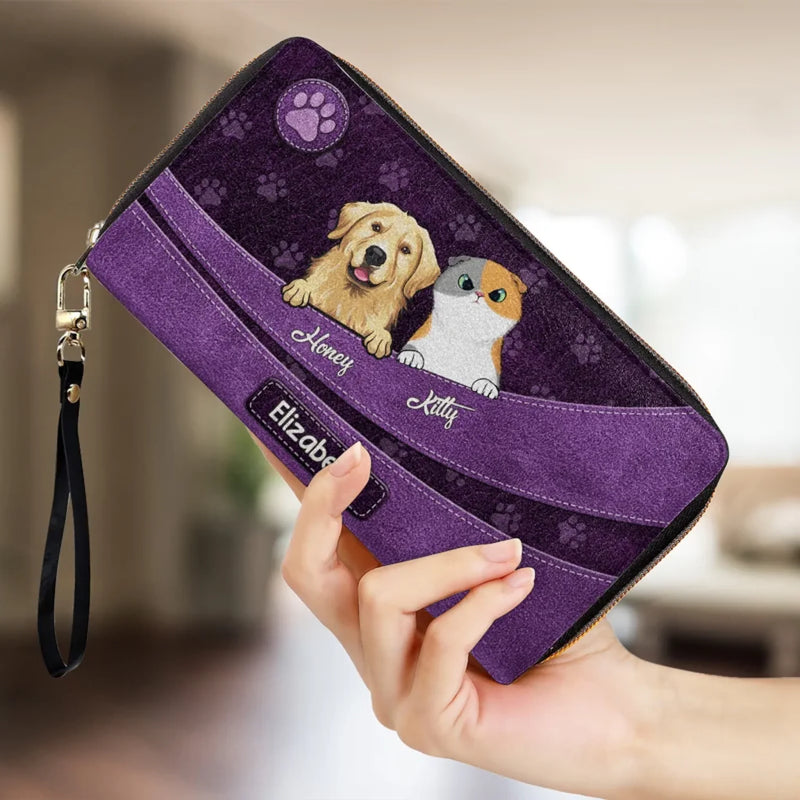 Purrfect Love, Pawsome Life - Dog & Cat Personalized Custom Leather Long Wallet - Gift For Pet Owners, Pet Lovers