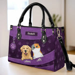 Paws, Love, And Happiness - Dog & Cat Personalized Custom Leather Handbag - Gift For Pet Owners, Pet Lovers