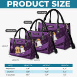 Paws, Love, And Happiness - Dog & Cat Personalized Custom Leather Handbag - Gift For Pet Owners, Pet Lovers