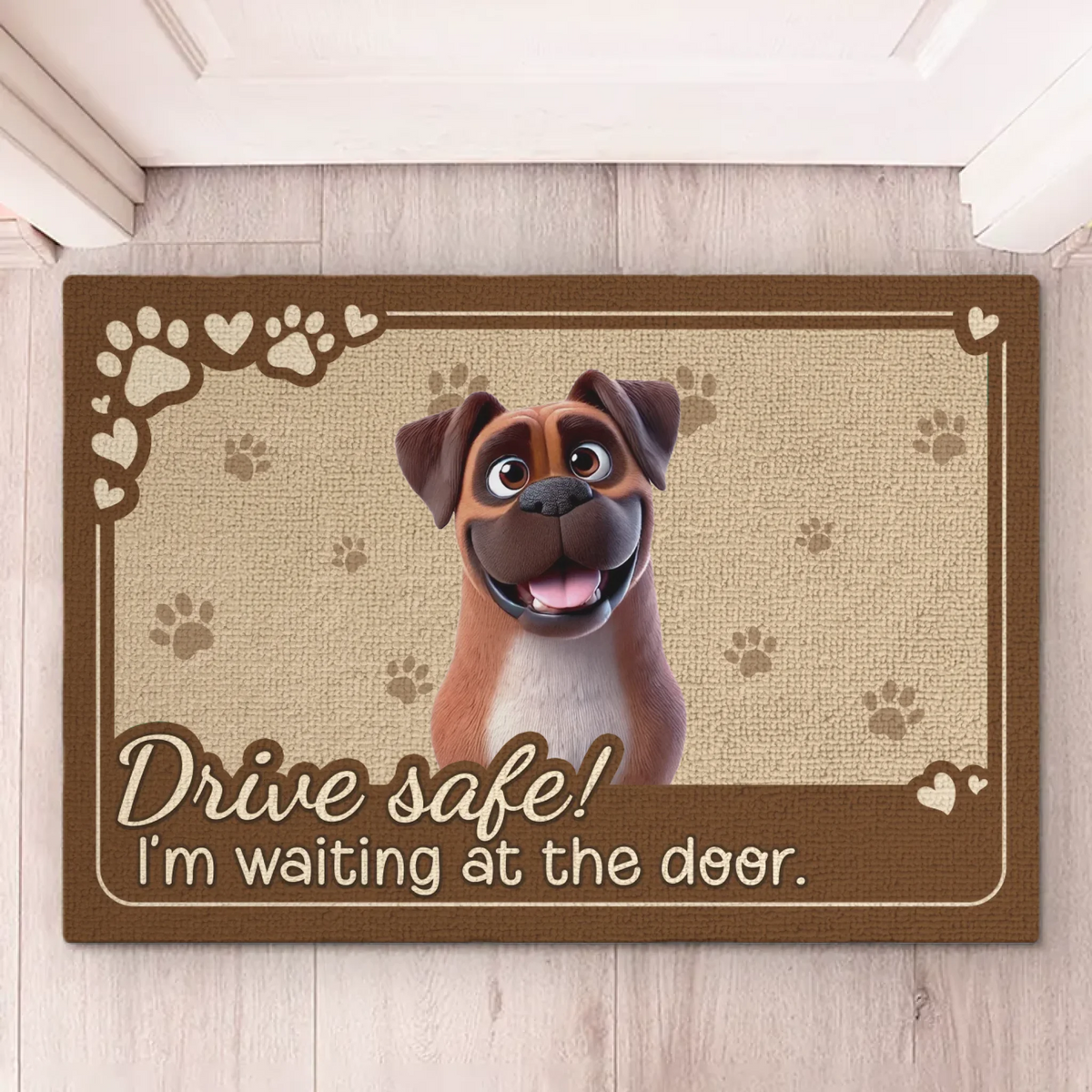 We're Waiting At The Front Door - Dog Personalized Custom Home Decor Decorative Mat - House Warming Gift For Pet Owners, Pet Lovers