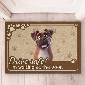 We're Waiting At The Front Door - Dog Personalized Custom Home Decor Decorative Mat - House Warming Gift For Pet Owners, Pet Lovers