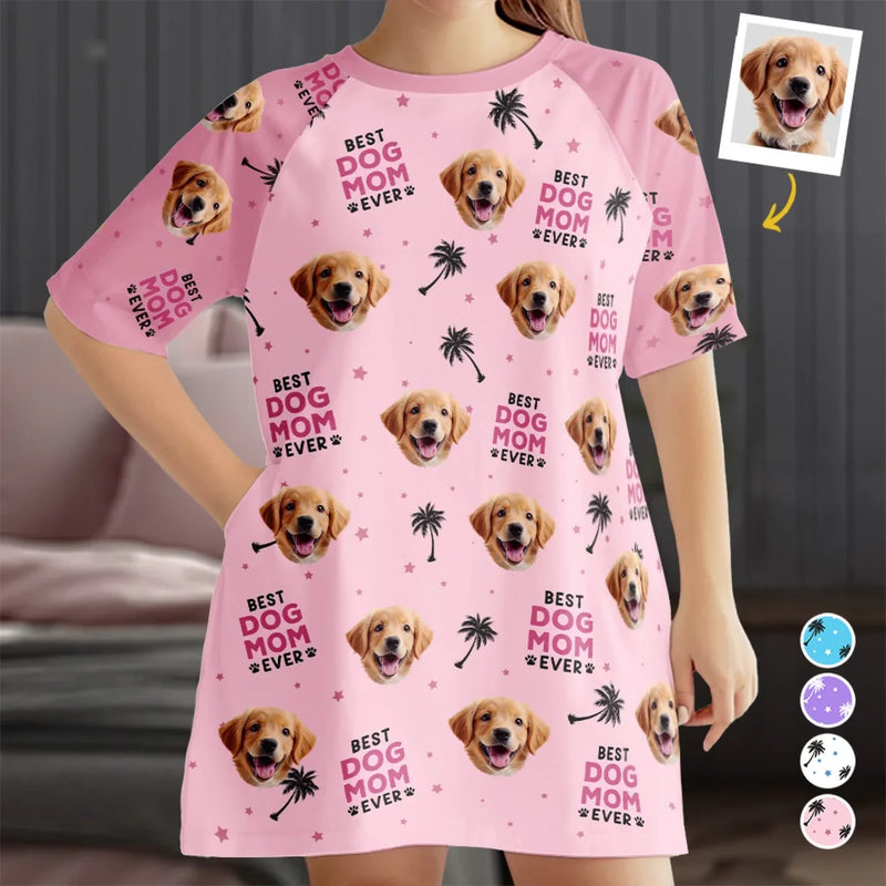 Custom Photo Best Fur Mom Ever - Dog & Cat Personalized Custom Women's Sleep Tee - Gift For Pet Owners, Pet Lovers