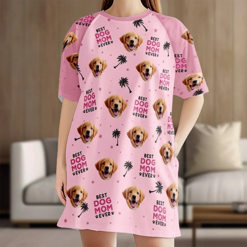 Custom Photo Best Fur Mom Ever - Dog & Cat Personalized Custom Women's Sleep Tee - Gift For Pet Owners, Pet Lovers