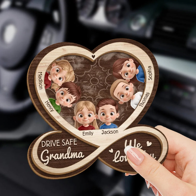 Grandma’s Road Is Paved With Love - Family Personalized Custom Car Visor Clip - Mother's Day, Gift For Mom, Grandma