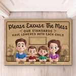 The More Kids, The Lower The Standards - Family Personalized Custom Home Decor Decorative Mat - House Warming Gift For Family