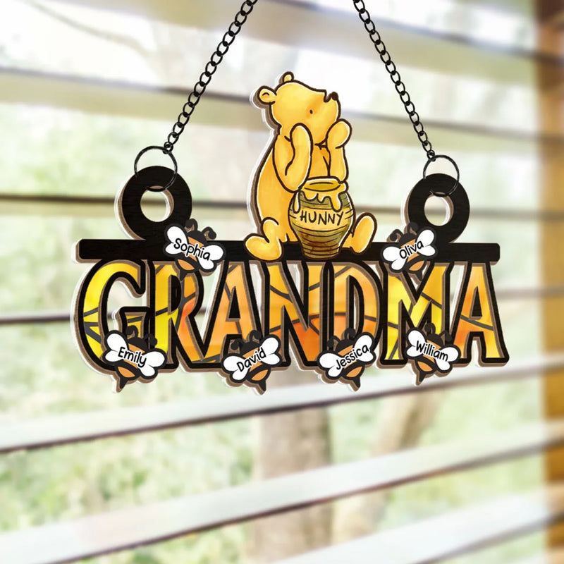 The Love Between A Grandma And Grandchild Is Forever - Family Personalized Window Hanging Suncatcher Ornament - Mother's Day, Gift For Mom, Grandma