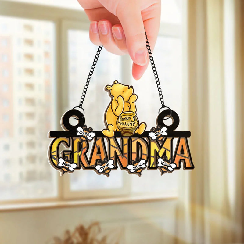 The Love Between A Grandma And Grandchild Is Forever - Family Personalized Window Hanging Suncatcher Ornament - Mother's Day, Gift For Mom, Grandma