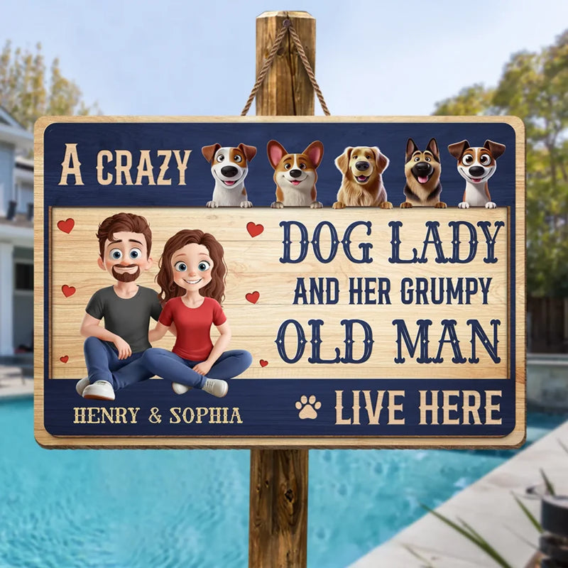 Home Of Barking Security And Unconditional Love - Couple Personalized Custom Home Decor Wood Sign - Gift For Husband Wife, Anniversary, Pet Owners, Pet Lovers