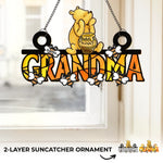 The Love Between A Grandma And Grandchild Is Forever - Family Personalized Window Hanging Suncatcher Ornament - Mother's Day, Gift For Grandma, Grandparent
