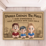 The More Kids, The Lower The Standards - Family Personalized Custom Home Decor Decorative Mat - House Warming Gift For Family