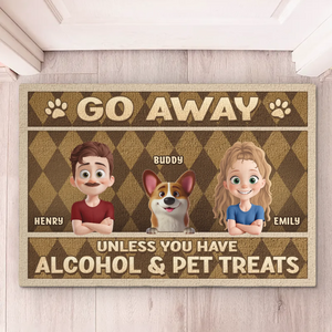 Apportez des cadeaux ou faites demi-tour ! Tapis décoratif personnalisé pour couple ! Cadeau de pendaison de crémaillère pour mari et femme, anniversaire, propriétaires d'animaux et amoureux des animaux.
