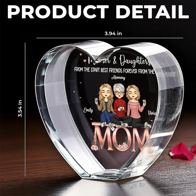 We Are Best Friends Forever From The Heart - Family Personalized Custom 3D Crystal Heart Shaped - Mother's Day, Gift For Mom, Daughter