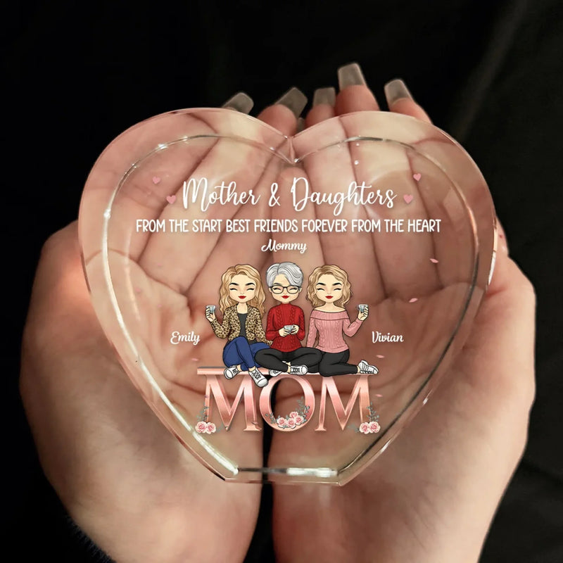 We Are Best Friends Forever From The Heart - Family Personalized Custom 3D Crystal Heart Shaped - Mother's Day, Gift For Mom, Daughter