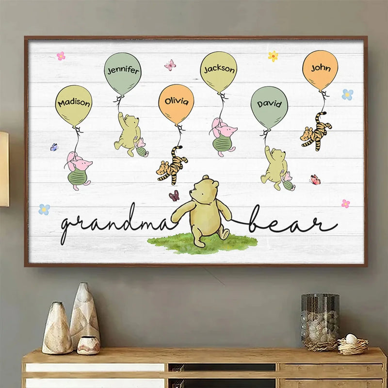 Grandma’s Love Lifts Us Up - Family Personalized Custom Horizontal Poster - Mother's Day, Gift For Mom, Grandma