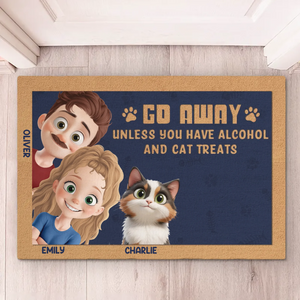 Pas de friandises, pas de bienvenue ! Tapis décoratif personnalisé pour couple ! Cadeau de pendaison de crémaillère pour mari et femme, anniversaire, propriétaires d'animaux et amoureux des animaux.