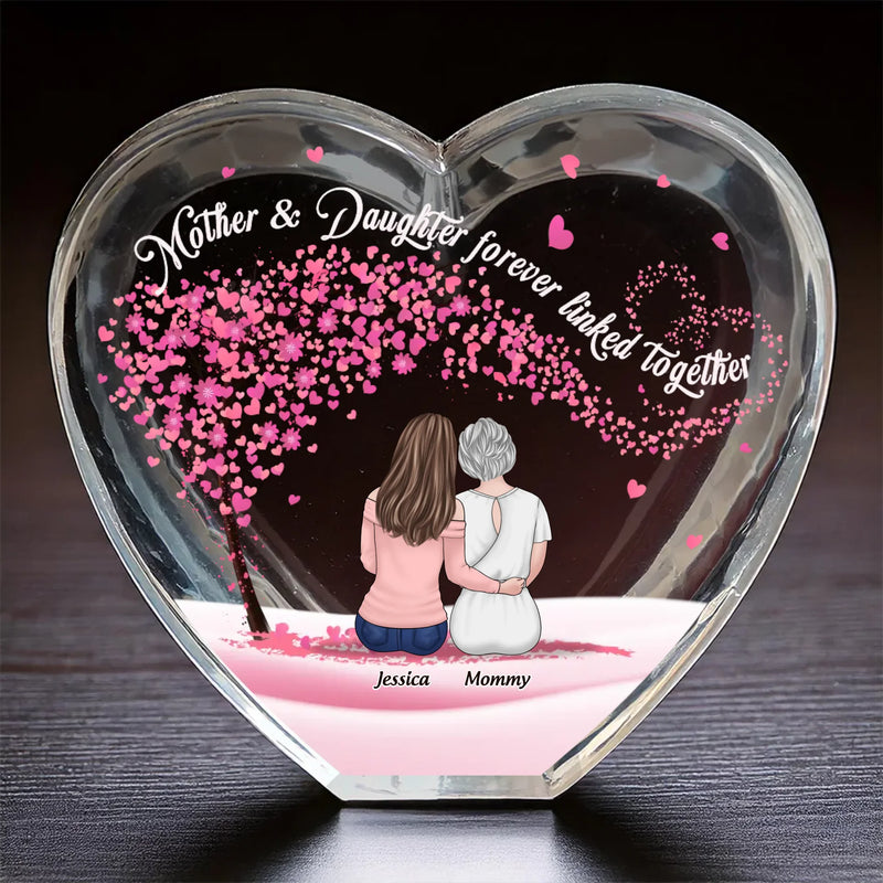 A Lifelong Connection Of Love - Family Personalized Custom 3D Crystal Heart Shaped - Mother's Day Gift For Mom, Daughter