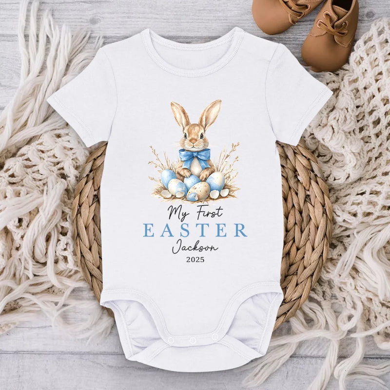 Bunny Bowties & Easter Vibes - Family Personalized Custom Baby Onesie - Easter Gift For Baby Kids, Newborn Baby