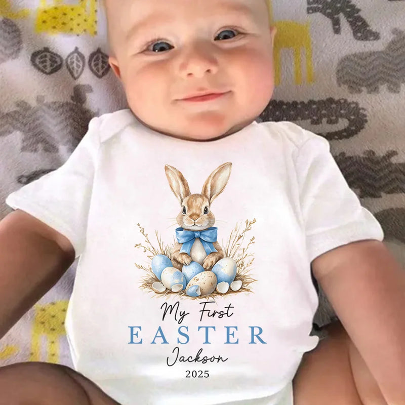 Bunny Bowties & Easter Vibes - Family Personalized Custom Baby Onesie - Easter Gift For Baby Kids, Newborn Baby